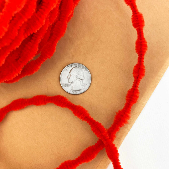 Tiny 3/8" Bump Chenille for Retro Crafts in Red ~ 1 yd.